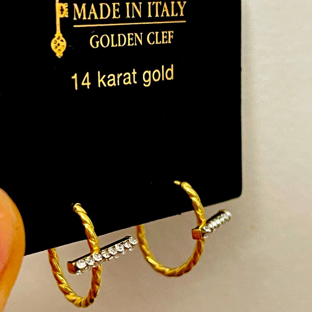 14kt gold bar hoops earrings